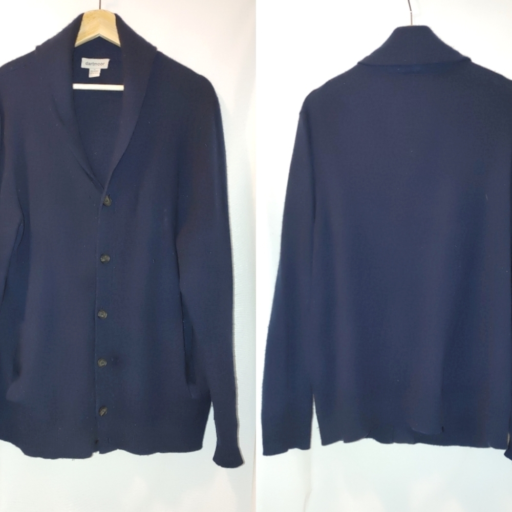 Dartmoor Cashmere Shawl Collar Cardigan Navy‎ XL